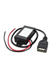 12V/24V to USB-A 5V 3A Modül F35J5V3A 30cm Type A Usb Kablolu Su Geçirmez Şarj Telefon Voltaj Düşür