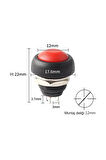 12mm PBS-33B 2 Pin Push Buton Kırmızı ON OFF 1A 250V Mini Yuvarlak Su Geçirmez Anahtar Momentary Sw
