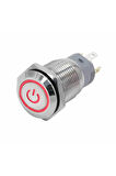 16mm Metal Panel Montaj Düz Kafa Latch Buton NO NC Power Sembol Led Işıkl DC 6A-12V AC 3A 250V IP67