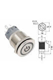 16mm Metal Panel Montaj Düz Kafa Latch Buton NO NC Power Sembol Led Işıkl DC 6A-12V AC 3A 250V IP67
