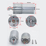12V 5Rpm JGA25-370 Redüktörlü DC Motor Metal Dişli Yüksek Tork Kuvvet 25mm Robot Oyuncak