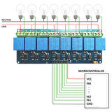 8 Kanal DC 12V Röle Modül AC 250V DC 30V 10A Optokuplör İzolasyonlu Girişler Elektronik Anahtar