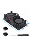 Raspberry Dual Fan Set Pi 4 3 B B+  2 Adet 9mm Alüminyum Blok Çift Soğutma Fanı Isı Emici Dağıtıcı