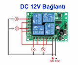 433MHz RF 4 Kanal Röle Modül DC 12V 4 Buton Kumanda Kablosuz Motor Pompa Fan Lamba Perde Akıllı Ev