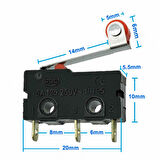 Makaralı Micro Switch Anahtar 5A 5A 250V Rulo Makara Kollu NO NC COM SPDT Sınırlayıcı Momentary
