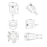 Type C Panel Montaj Dişi Soket 2 Pin 15cm Kablolu Uzatma USB 3.1 Konnektör Araba Kamera Oyuncak