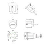 Type C Panel Montaj Dişi Soket 4 Pin 15cm Kablolu Siyah Uzatma USB 3.1 Konnektör Araba Kamera Oyunc
