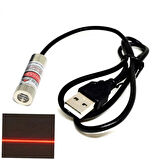 Usb Kablolu 5mW 650nm Kırmızı Çizgi Lazer Modül 1 Metre Kablo Lens ile Odak Ayarlı 12mm Çap İşaretle