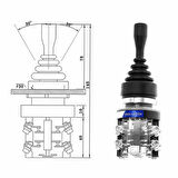 HKA1-41Y04 Joystick Latch 4 Yön NO Kumanda Kol Kalıcı Kilitli 10A 250V Monolever Anahtar Switch 30mm