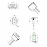 Type C Panel Montaj Dişi Soket 2 Pin 10cm Kablolu Beyaz Uzatma Konnektör Araba Kamera Oyuncak