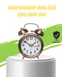 Nostaljik Bronz Metal Alarmlı Masa Saati Büyük Boy Dekoratif ve Şık Tasarım