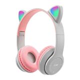 Kablosuz Bluetooth Kedi Kulaklık Rgb Led Işıklı SD Kart Ve Aux Girişli Kedi Kulak