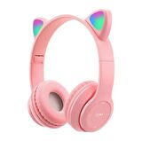 Kablosuz Bluetooth Kedi Kulaklık Rgb Led Işıklı SD Kart Ve Aux Girişli Kedi Kulak