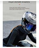 Motosiklek Kask Kulaklık Bluetooth 5.0 Işıklı Motorsiklet Interkom