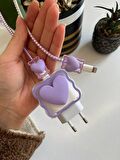 Şarj Başlığı Ve Kablo Koruyucu 4'Lü Set Iphone Uyumlu