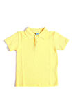 Sarı Kısa Kol Düz Renk Yakalı 6-16 Yaş Çocuk Okul Lakos Tişört Polo Yaka T-shirt 