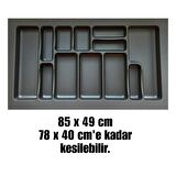 85x49 cm_Antrasit  mikro kabartma desenli çekmece içi kaşıklık, ücretsiz kesim