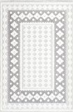 İpek Mekik Halı Almond Füme Bej Retro Figürlü Kilim