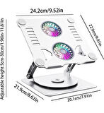 Çift Fanlı Ayarlanabilir Metal Laptop Standı (360 Derece Dönebilen)