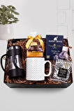 Siyah French Press & Kupa & Alerya Filtre Kahve & Godiva Çikolata & Pomellos Kolonya Hediye Seti