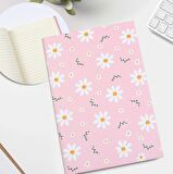 Pembe Desenli Defter & Gümüş Renk Detaylı Beyaz Tükenmez Kalem & Çiçekli T Kupa & Fular Hediye Seti
