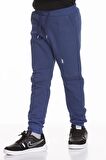 Kalın Jogger Cepli Unisex Çocuk Eşofman Altı İndigo