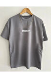 Unisex Brooklyn Baskılı Oversize Tshirt
