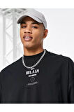Erkek Siyah Belair Baskılı Oversize T-Shirt
