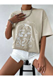 Unisex Yüz Baskılı Oversize Tshirt