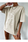 Unisex Yüz Baskılı Oversize Tshirt