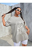 Unisex Yüz Baskılı Oversize Tshirt