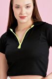 Polo Yaka Neon Fermuarlı Kaşkorse Bluz