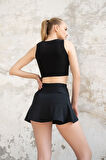 Spor Şortlu Mini Etek Fitness Yüksek Bel 490
