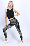 Batik Tayt Desenli Spor Tayt Toparlayıcı Push-Up