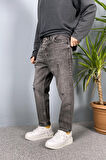 Dar Kesim Boyfriend Gri Renk Kot Pantolon