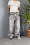 İp Kemerli Rahat Kesim Baggy Kot Pantolon