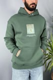 Van Gogh Oversize Cepli Yeşil Kapüşonlu Sweatshirt
