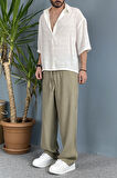 Modal Kumaş Bağcıklı Baggy Pantolon