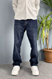 Lacivert Taşlanmış Jean - Kot Pantolon Regular Kalıp