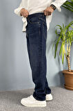 Lacivert Taşlanmış Jean - Kot Pantolon Regular Kalıp