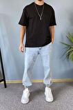Oversize Fit %100 Pamuk Orta Kalın Dokulu Siyah T-Shirt