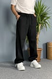 Bağcıklı Baggy Kalıp Siyah Jean - Kot Pantolon