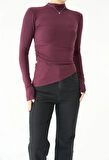 Bordo Asimetrik Bluz