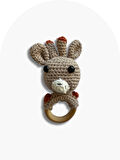Amigurumi Zürafa Uyku Arkadaşı, Çıngıraklı Diş Kaşıyıcı ve Emzik Zinciri, Yenidoğan Set, Hoşgeldin Bebek