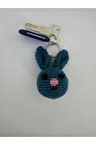 Amigurumi Tavşan Kulaklı Kozmik Mavi Anahtarlık Elyapımı Araba Süsü 7-8 cm