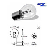 Super Light BA15S Halojen Fren Park Ampulü Tek Duy 1156/P21W/12V/21-5W
