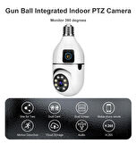 4MP Ampul Kablosuz Wifi Kamera Çift Lens  IP 2 Yönlü Ses Otomatik İzleme AI İnsansı Algılama