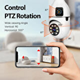 4MP Ampul Kablosuz Wifi Kamera Çift Lens  IP 2 Yönlü Ses Otomatik İzleme AI İnsansı Algılama