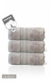 3'lü Kahverengi Süper Soft Bordürlü El Havlusu - 50x90 Cm, 250 Gr, %100 Pamuk, Spa Ve Otel Havlusu