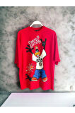 Daffy Cartoon Baskılı Oversize T-shirt